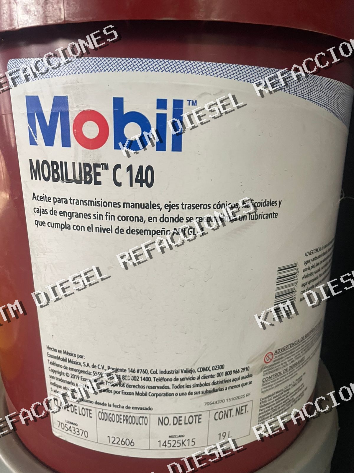 ACEITE DE TRANSMISION MOBIL API GL-1 140