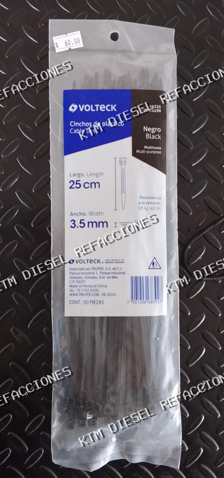 CINCHO DE PLASTICO NEGRO 25CM X 3.5MM
