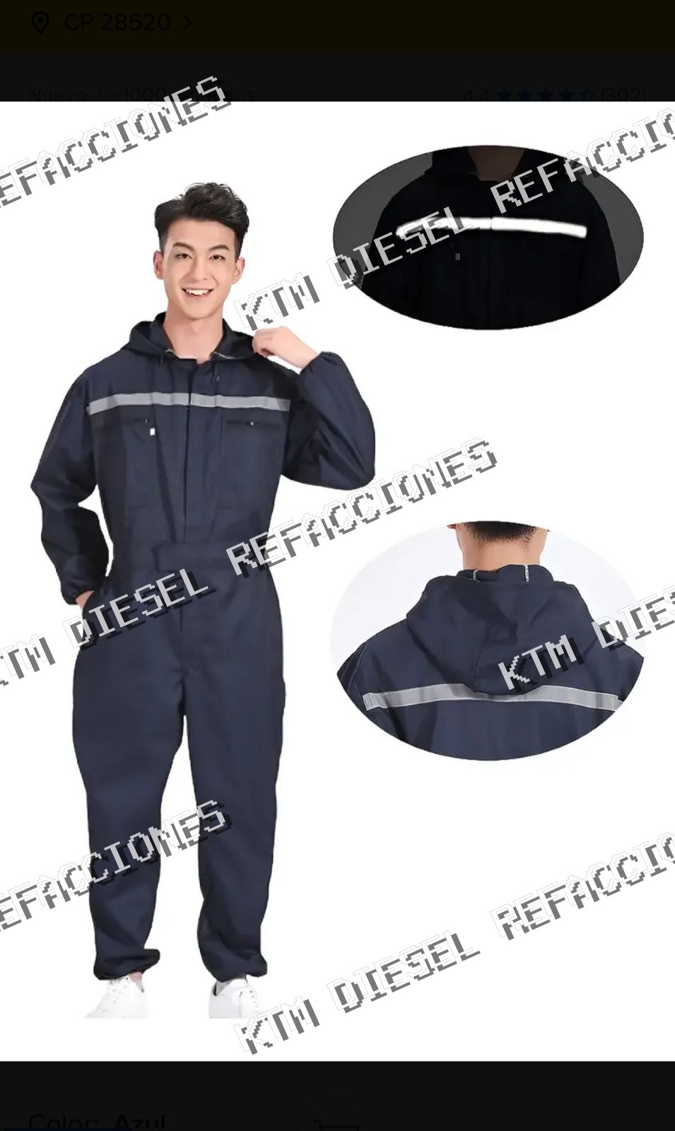 OVEROL INDUSTRIAL REFLEJANTE ELASTIC AZUL XL