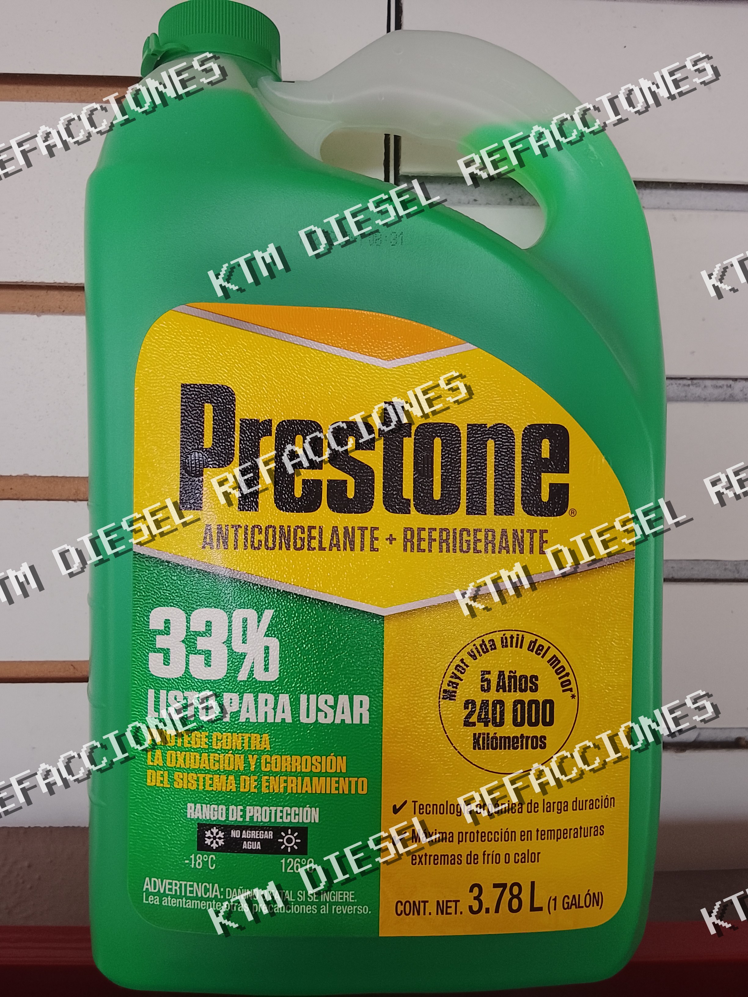 ANTICONGELANTE Y REFRIGERANTE VERDE 33% 3.78LT