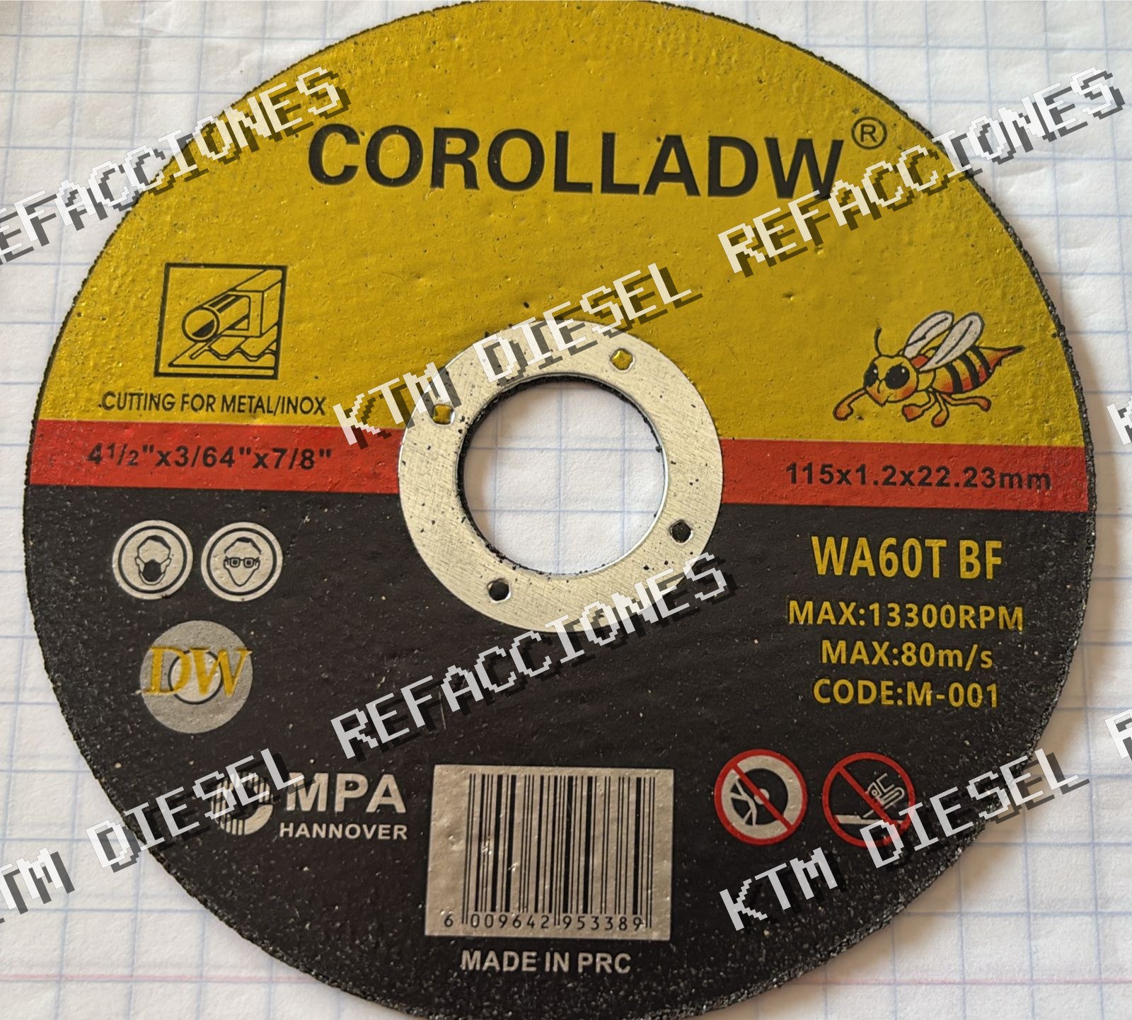 DISCO PARA CORTE 4 1/2" x 3/64" x 7/8" COROLLADW